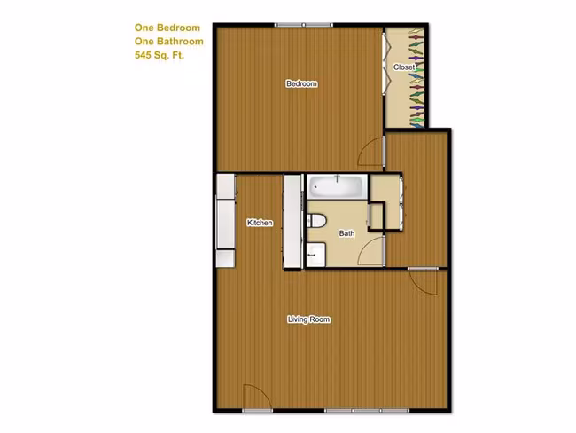 1 Bed • 1 Bath 124 floor plan